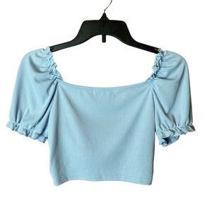 Lishly Baby Blue Crop Top with Crossover Back M